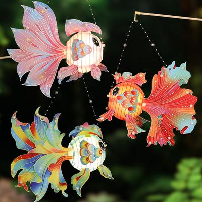 3D Koi Goldfish Lanterns DIY Lantern Material Kit Paper Dragon Dance Lantern Glowing Luminous Middle Autumn Festival Lantern