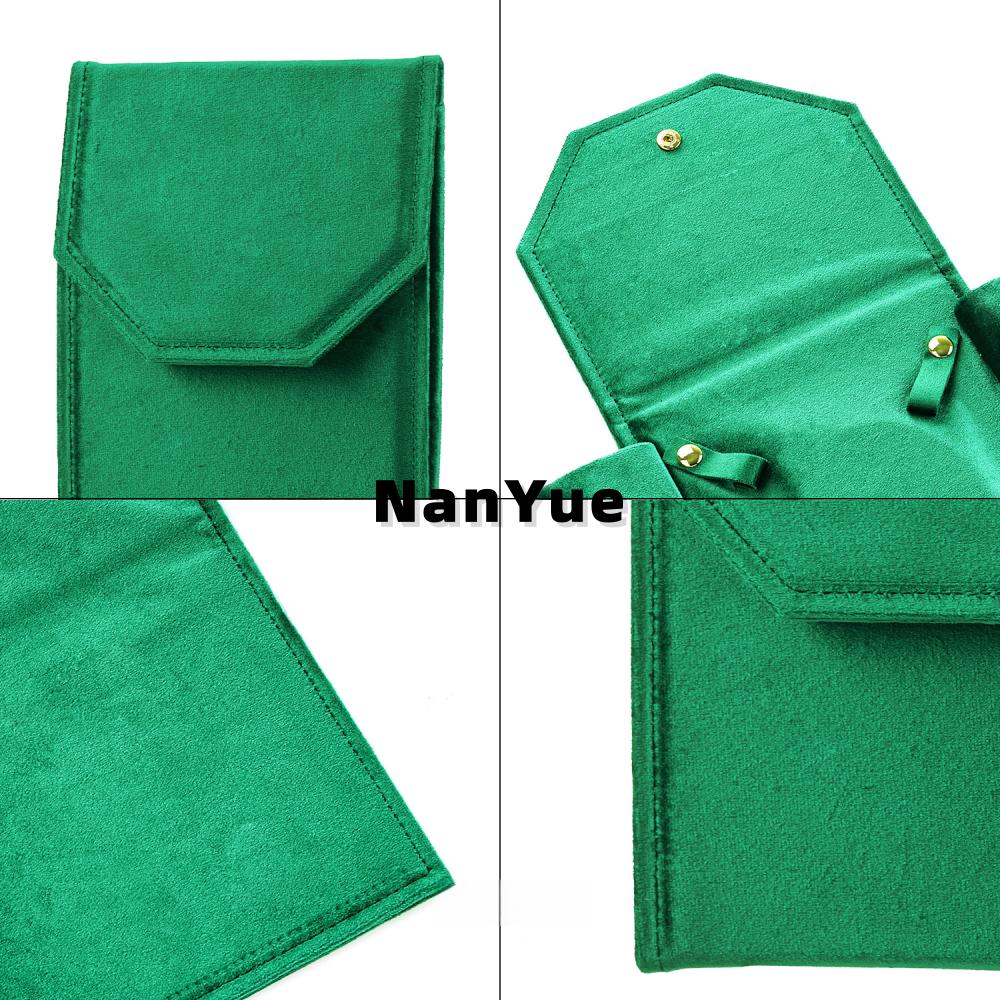 Hot Sale Luxury Velvet Envelope Jewelry Pouch Snap Button Necklace Storage Bag Pendant Gift Packaging Bag Custom Logo