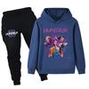 Autumn Winter Kpop Demon Hunters Pattern Hoodies Sweatpants Sets Fashionable Casual Warm Sports Long Sleeved Pants Kids Unisex Clothing Sets
