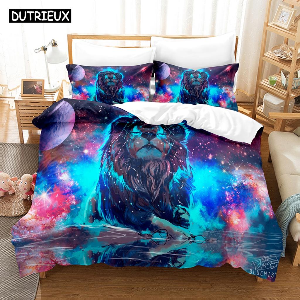 3D Lví Povlečení Sady Přikrývka Set s Povlakem na Polštář Twin Full Queen King Ložní Prádlo