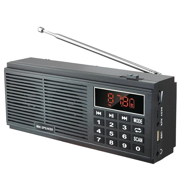 HIFI Bass Stereo Portable AM/FM Radio L-518 with TF USB AUX LED Display 2*1200mAh Rechargeable Battery