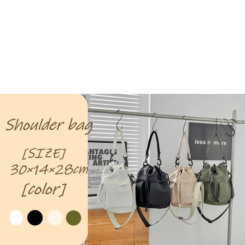 Nylon Shoulder Shoulder or Waterproof and Ideal for Business and Women 1/2plus 2-Way Bag, Drawstring, Strap, Handbag, Water-Repellent, (Pink Beige)