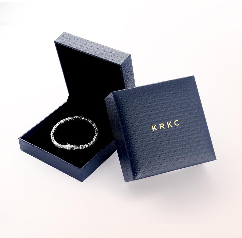 KRKC Tennis White Gold Sparkly Luxury Gift Box Bracelet Women's Bracelet, Zirconia, 2mm/3mm/4mm, Plated, Hypoallergenic, Accessory, Birthday,