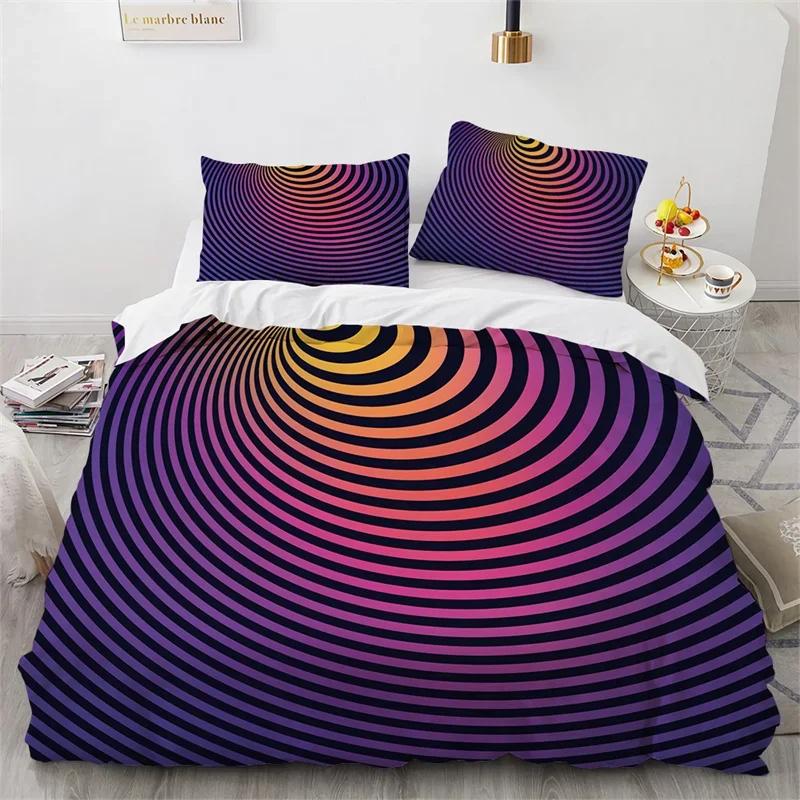 Abstract Geometric Duvet Cover Queen Psychedelic Spiral Swirl Bedding Set Microfiber Quilt Cover For Kids Teen Girls Room Decor