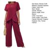 Women's 2 Piece Sets Crew Neck Short Sleeve Irregular Hem Top And Wide Leg Pants Sets Summer Casual Lounge Outfits