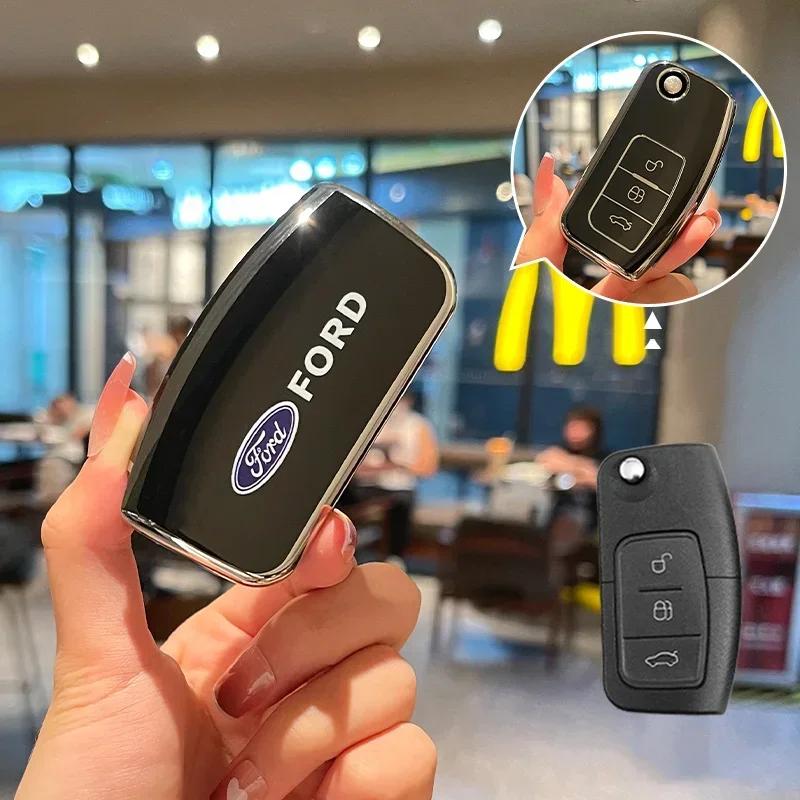 

Car Sticker 2026 For Ford Car TPU Folding Key Cover Bag Shell Case Keychain Protector For Ford Focus 2 MK2 Fiesta Mondeo Galaxy