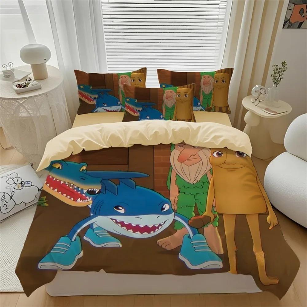 ai Italian Brainrot Tung Tung Sahur Bedding Set Duvet Cover Set 2/3pcs For Boys girls Adult Bedroom Decoration Single Twin Full