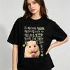 100 Cotton Unisex Round Neck T Shirt Cute Fluffy Hamster Photo Korean Text Clover Print Short Sleeve Loose Casual Tee 6 Colors