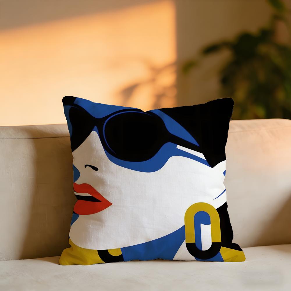 Stile Pop Ragazza Moderna Creatività Moda Copricuscino Velluto Accogliente Cuscino da Lancio Morbido Caldo per Divano Letto