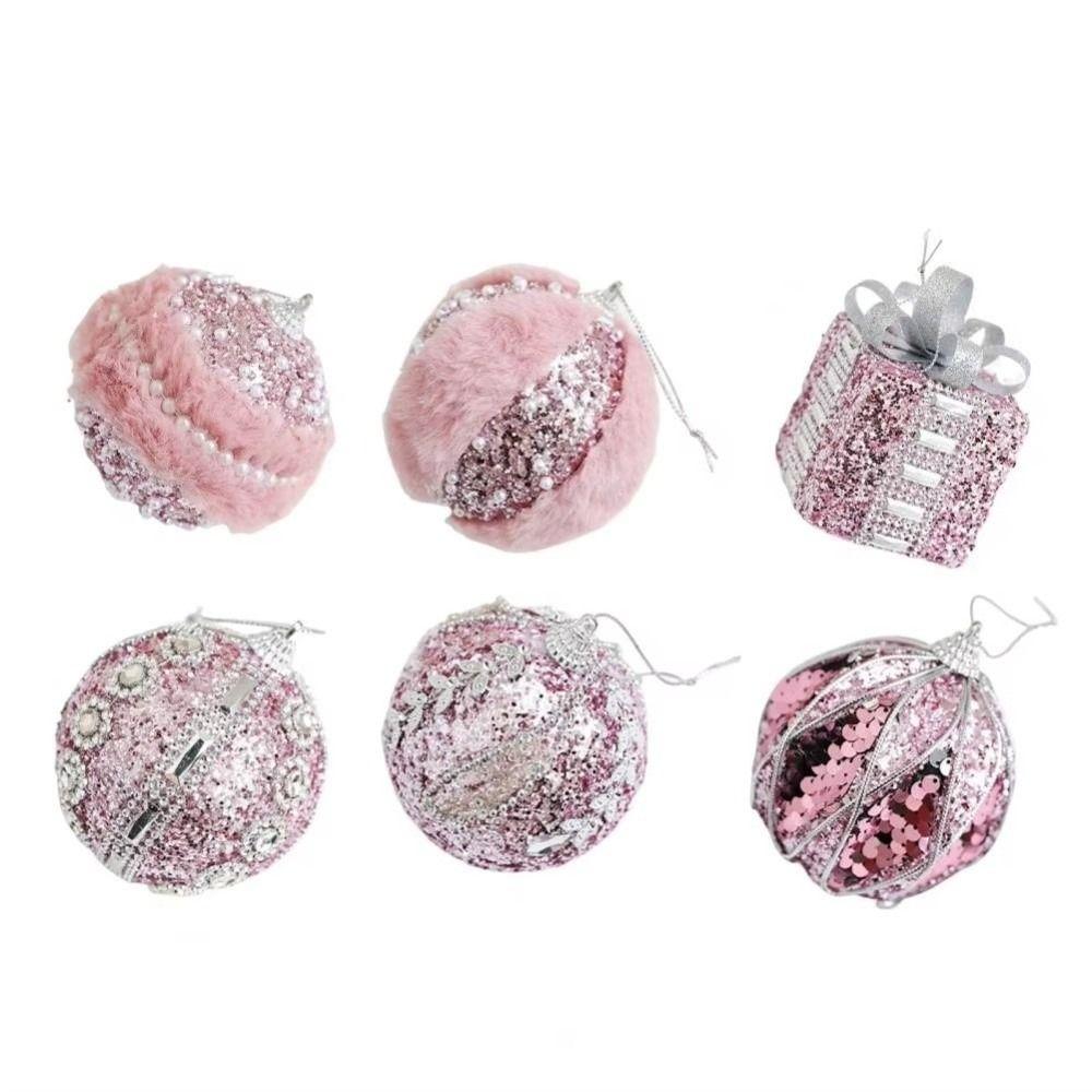 Foam Ball Bow Tree Top Star Christmas Tree Ornaments Pink Christmas Ball