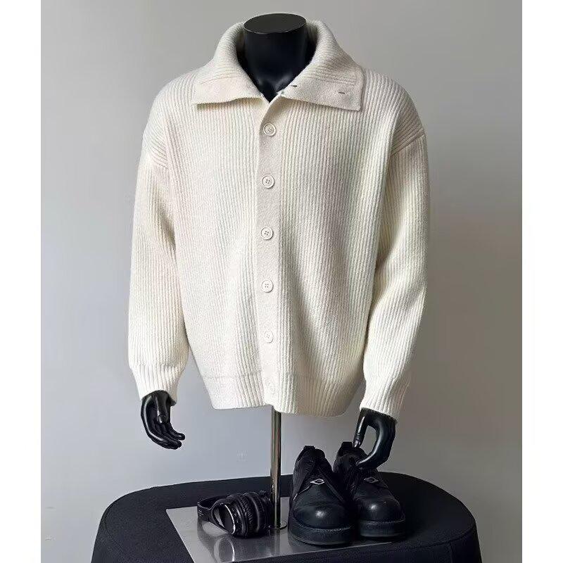 

Men s Retro Loose Knit Cardigan - Plain Color, Autumn/Winter Style XL абрикосовий