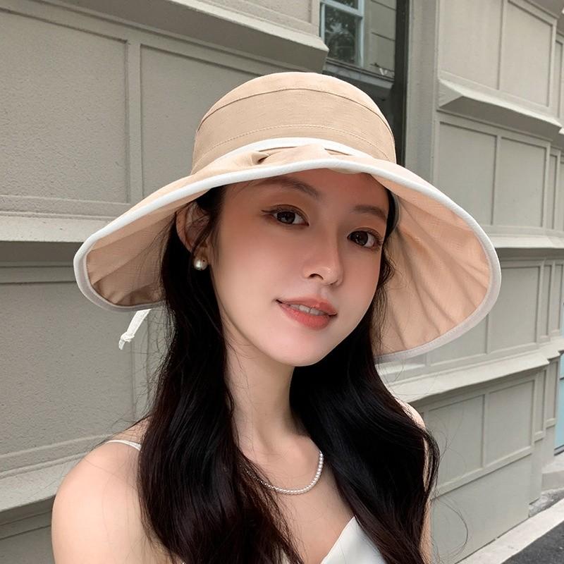 Summer Sun Protection Bucket Hat With Wide Brim For Women Outdoor Casual Fashion