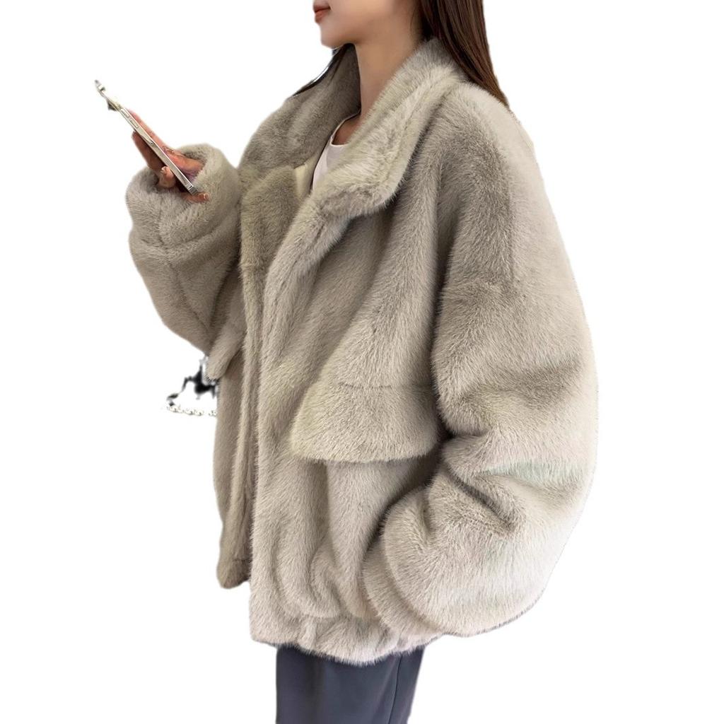 Hot Autumn and Winter Imitation Fur Artificial Fur Jacket Medium and Long Mink Clothes