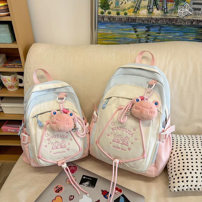 Schoolbag Japanese Color Matching Casual Travel Small Backpack Girl Junior High School Student Large Capacity Backpack 1st Grade Backpack