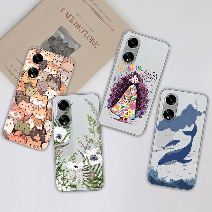 For Oppo A1 A11 A12 A15 A17K Luxury Transparent Lens Protection Cases Mysterious Whale Pattern Shockproof Protective Back Cover Shell For Oppo Housing