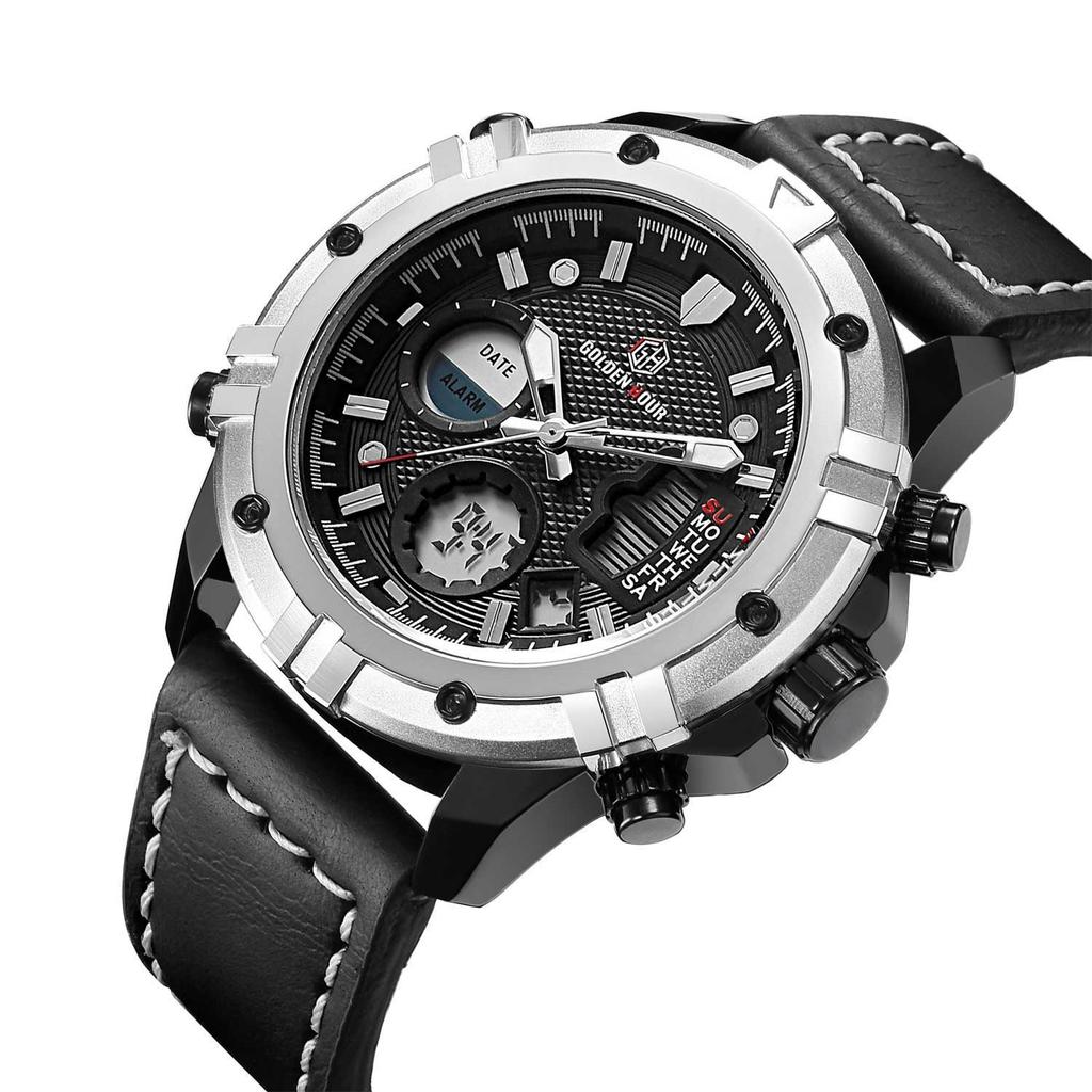 Popular watch multi-functional waterproof, casual fashion electronic watch men's, sports watch, student leather watch