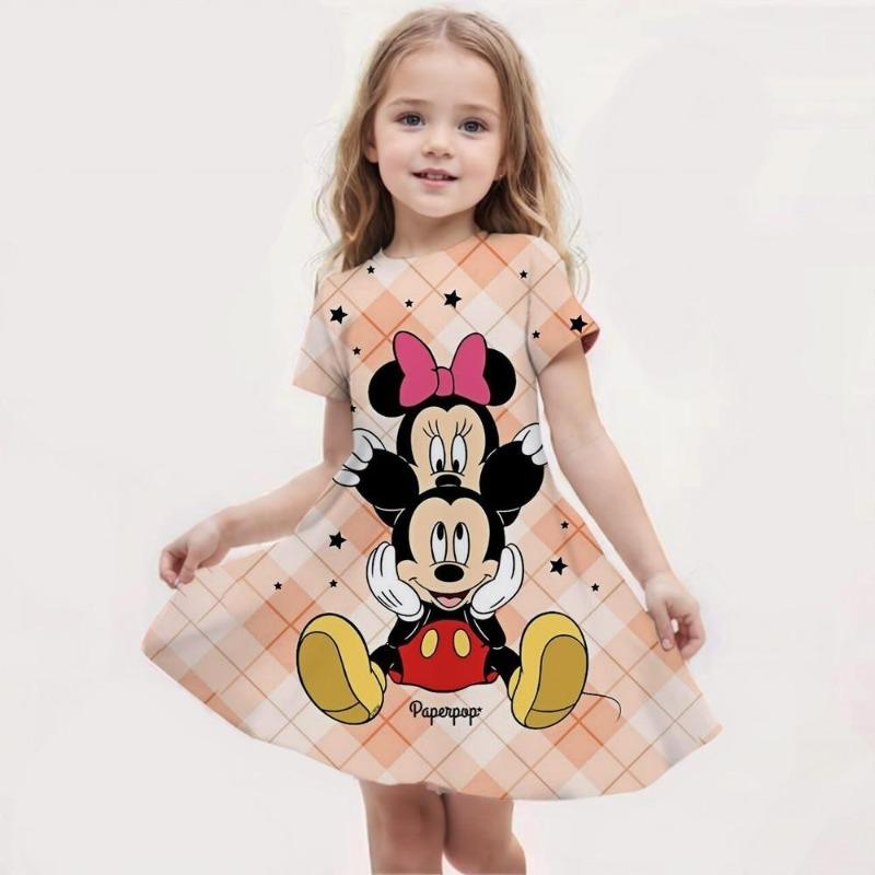 Girls Chic Color Block Unicorn Print Short Sleeve T-Shirt Dress Casual Dresses Summer Outwear