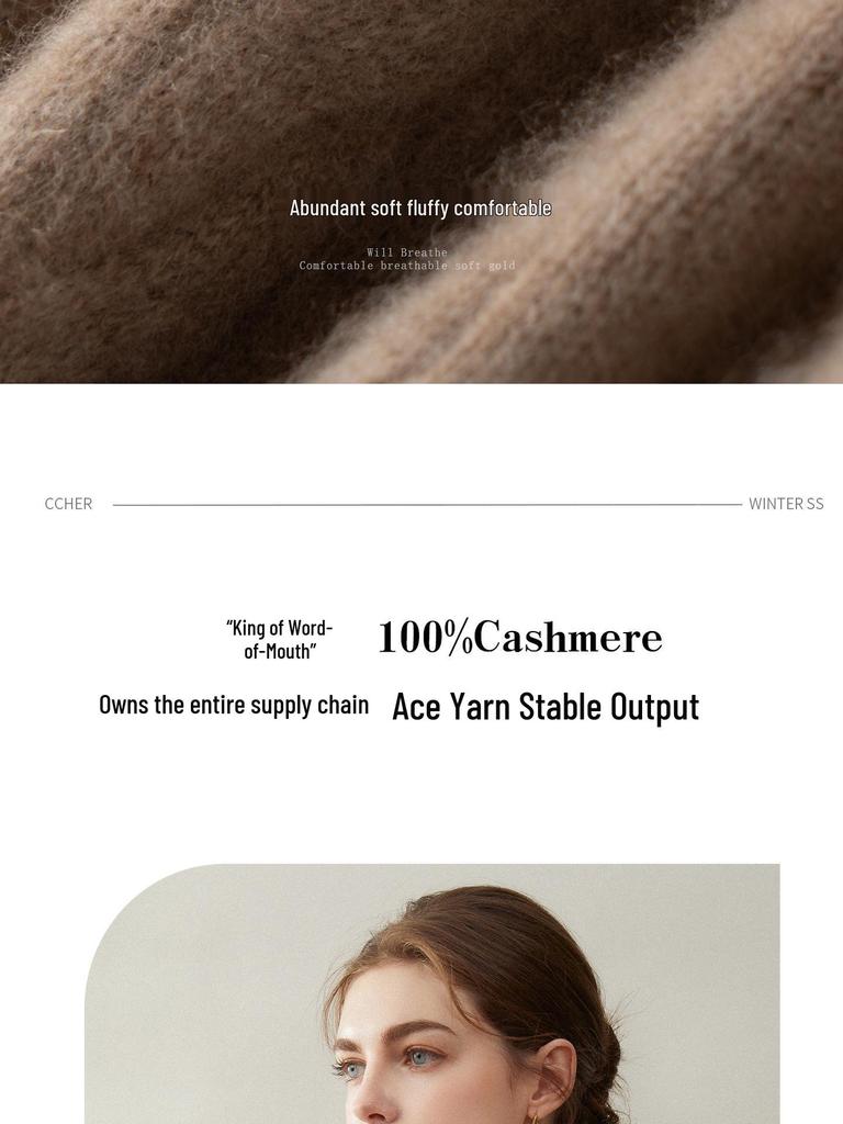 Pure Cashmere V-Neck Cable Knit Vest for Autumn & Winter