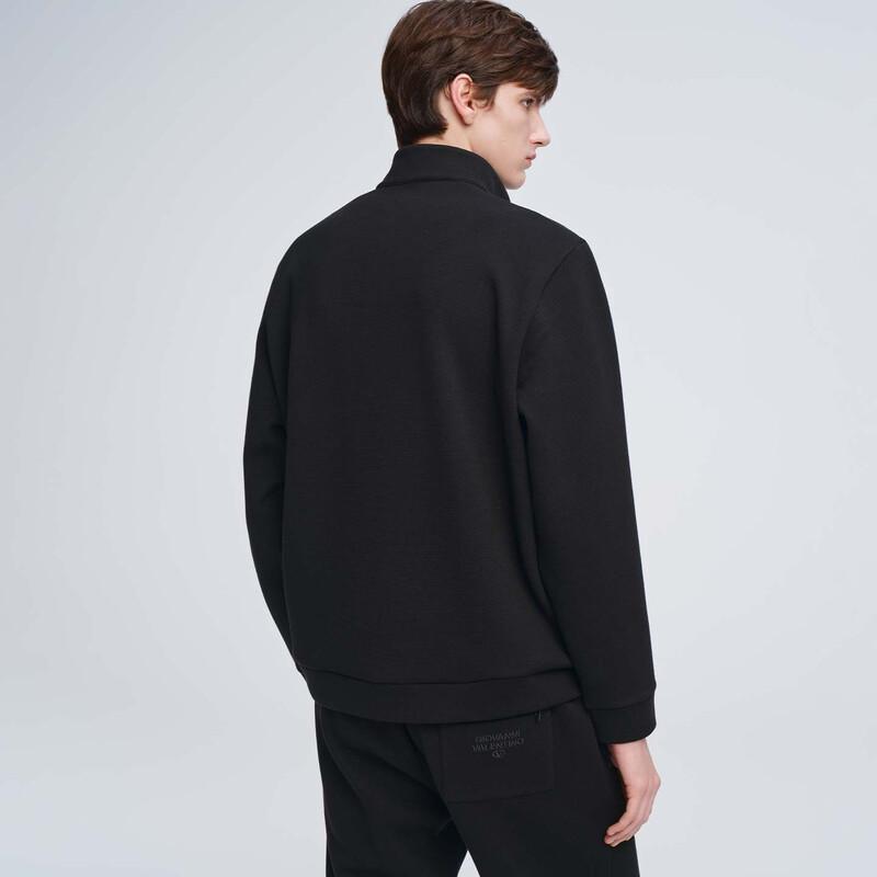 GIOVANNI VALENTINO Men's Half-Zip Wool Blend Stand Collar Sweatshirt