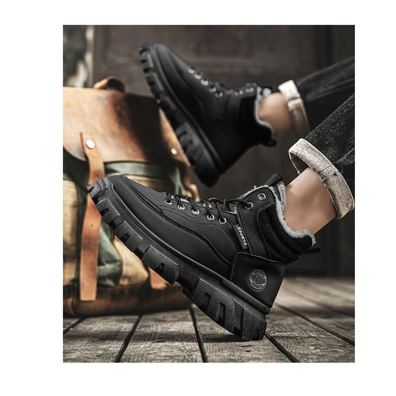 Men Winter Warm Fleece Lined Thick Sole High Top Casual Work Boots