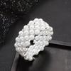 Multi-layer Pearl & Rhinestone Elastic Bracelet - Bridal Open Wrap Design