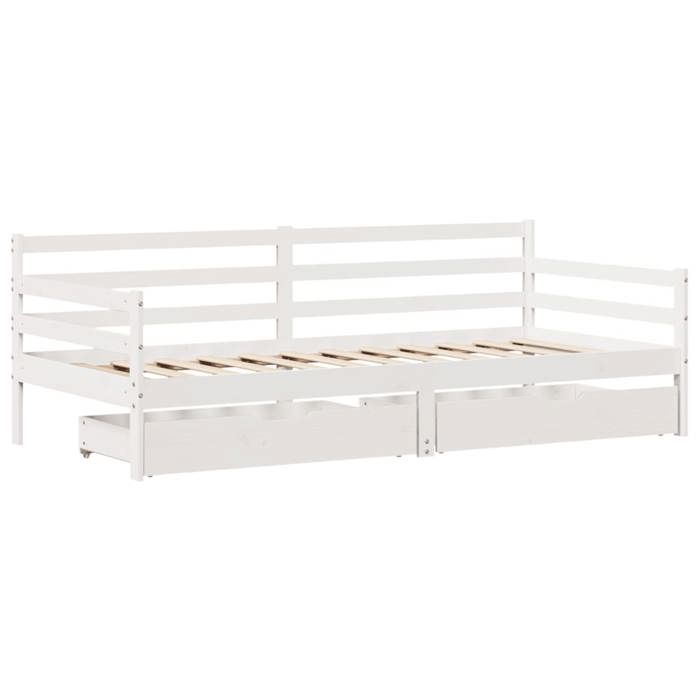VidaXL Day Bed and Drawers Without Mattress White 90x200 Cm Solid Wood 3302060