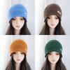 Simple solid color knitted bag head stacking hat women's early autumn new plain and versatile big head circumference showing face small wool hat