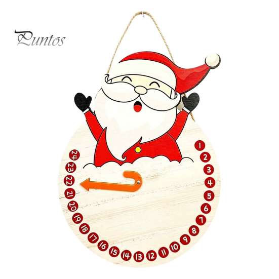 Christmas Atmosphere Ornament Countdown Calendar, Reusable Days Until Door Hanging Sign, Home Indoor Xmas Vintage Round Wreath Hanger for Holiday Wall