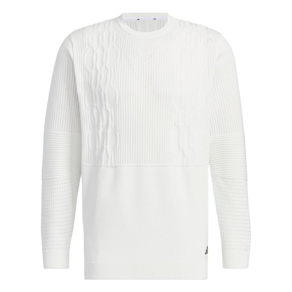 Adidas Primeknit Gradation Pattern Solid Color Golf Long Sleeve Knit Top Men tops White IN6652