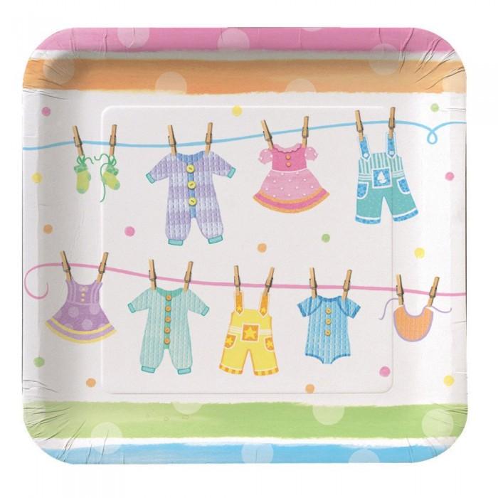 Creative Party Clothes Line Baby Shower Dinner Plate (Pack of 8)
