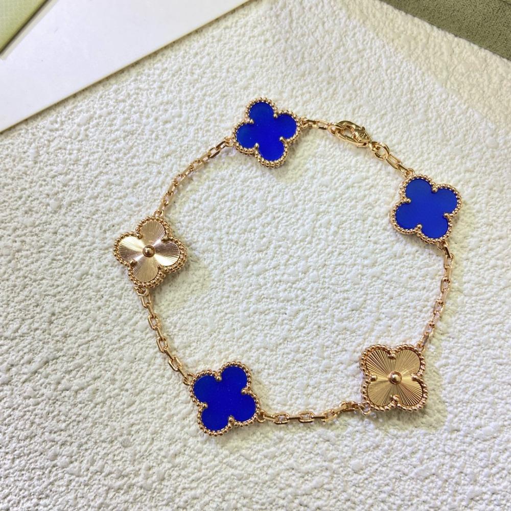 Hochwertiges Kleeblattarmband für Damen Fünf-Blüten-Armband mit natürlichem weißen Perlmutt und rotem Karneol