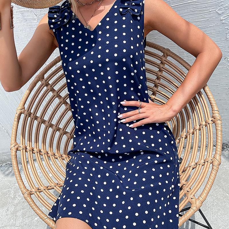 Summer women's dress fungus edge polka dot vest skirt