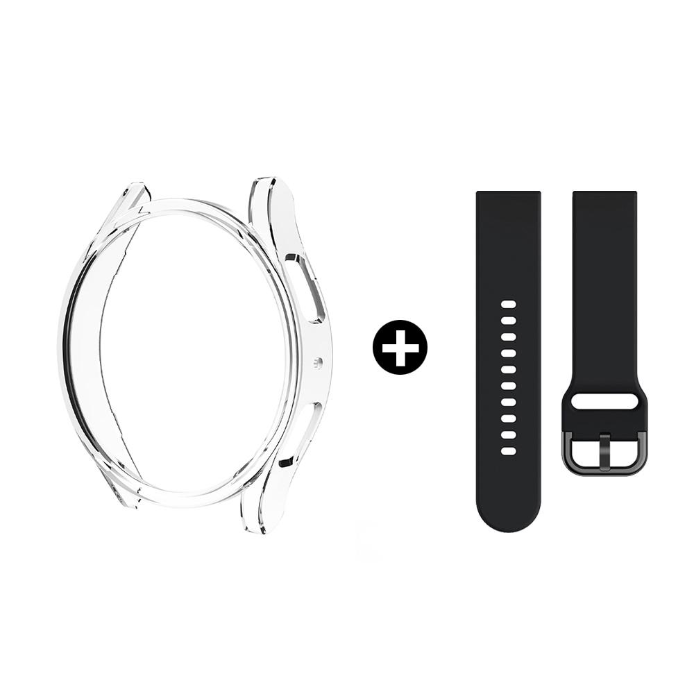 Strap+Case for Samsung Galaxy Watch 4/5/6/7 40mm 44mm PC Hollow Frosted Protector Bumper Cover Original Silicone Band