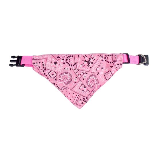Dog Bandana Collar Bandana with Adjustable Stylish Paisley Pattern Dog D-Ring No-Tie Bandana XS розовый
