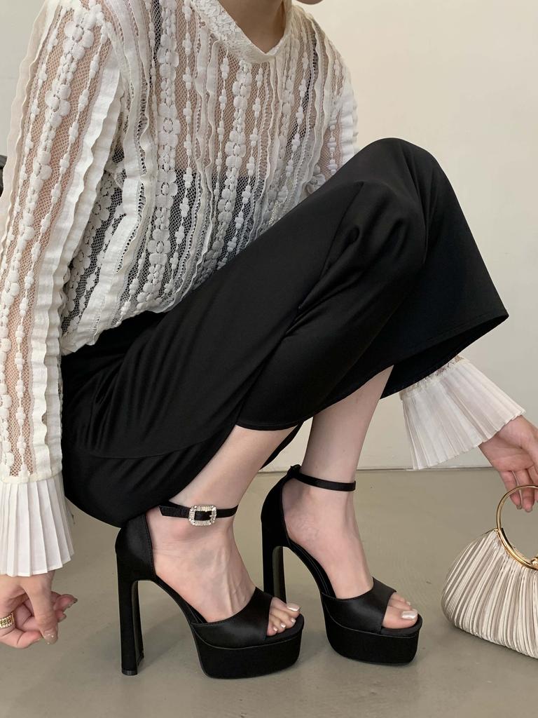 Fashion Eilyken Summer Chunky Platform Buckle Strap Women Sandals Fashion Open Toe Ultra Square High Heels Party Dress Shoes