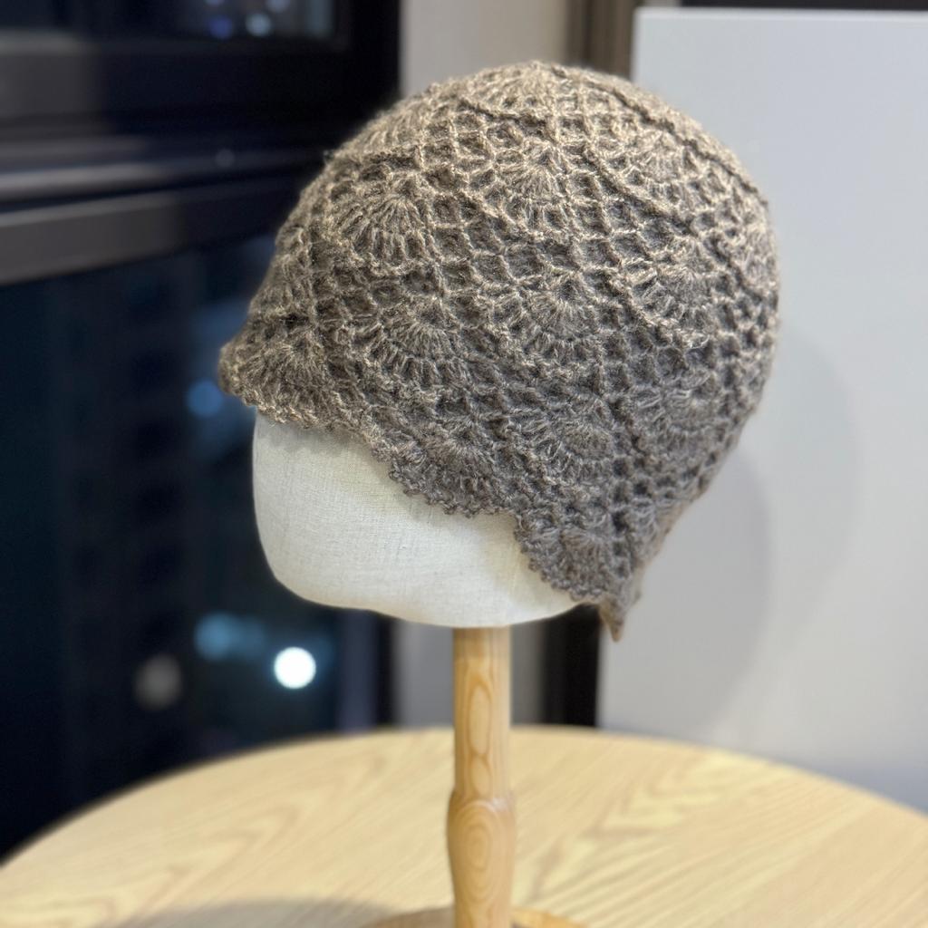 New Double Layered Hand Crocheted Pullover Hat for Women In Autumn and Winter Korean Version Versatile Warm Knitted Woolen Hat Trendy Baotou Hat
