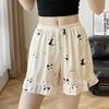 Ladies Summer Thin Cartoon Sweet Floral Satin Ice Silk Breathable Loose Comfortable Leggings