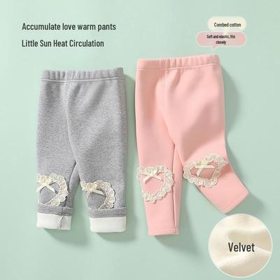 Herbst/Winter 2025 Baby- & Kleinkind-Herzhose: Schrittoffene Fleece-gefütterte Leggings für Mädchen, 0-3 Jahre