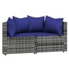 3 Piece Garden Lounge Set with Cushions Grey Poly Rattan