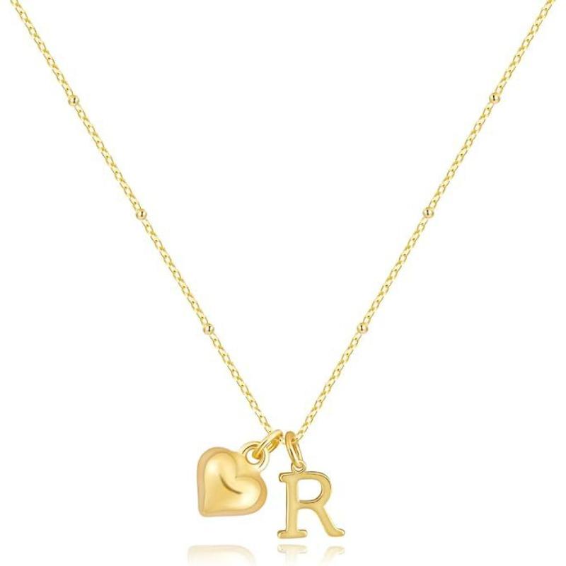 Fashion Luxurious Style 26 Letter Heart Necklace - Gold Plated - Simple and Versatile Women's Necklace