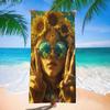 1pc Nordic Boho Fashion Glasses Woman With Flowers Beach Towel Bath Towels For Microfiber Quick Dry Sand Yoga Gym Pool