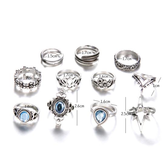 11 stk Kvinner Retro Hul Rhinestone Knoke Midi Fingerspiss Stableskjøt
