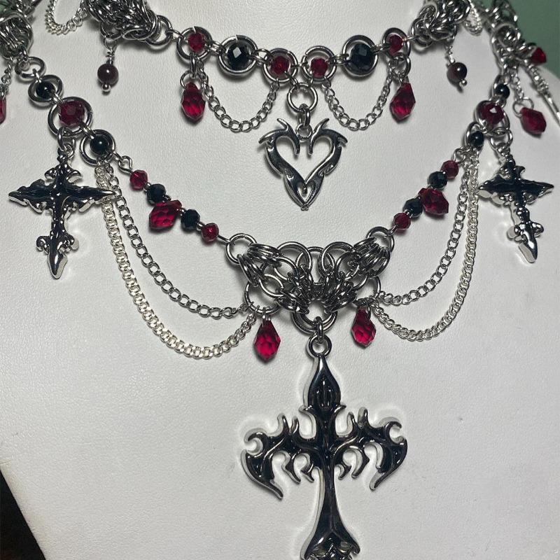 Halloween Cross Pendant Necklace Light Luxury High Sense Court Stacked Accessories Women