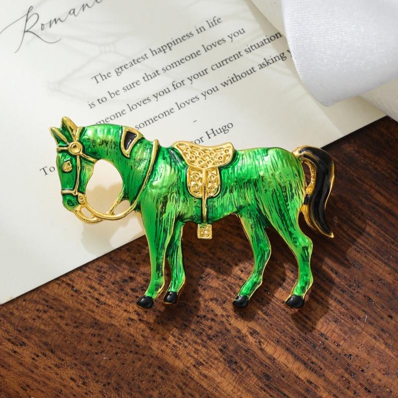 Creative Cute Zodiac Horse Brooches For Women Clothing Accessories Men Fashion Suit Lapel Corsage New Year Christmas Gift