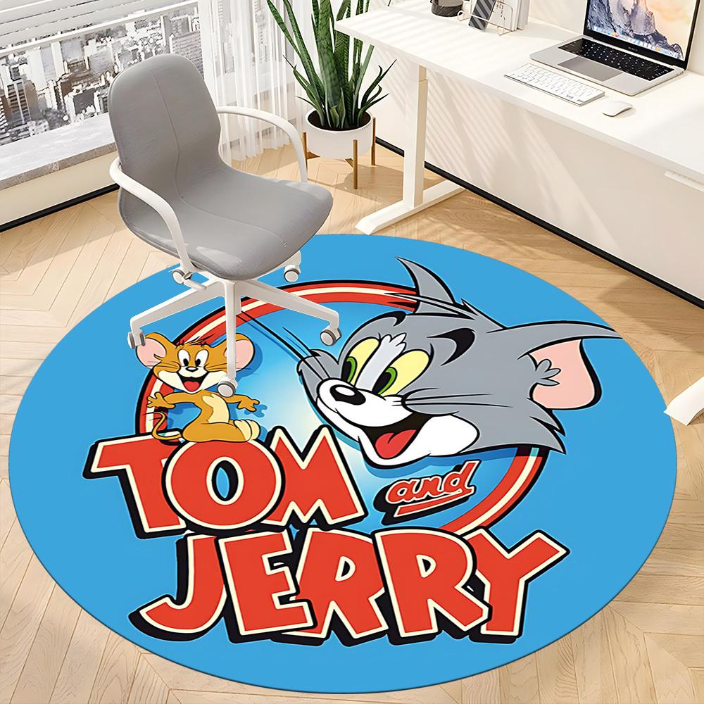 1pc Tom Jerry Office Round Area Rug, Under Office Chairs Bedroom Living Room Home Decor, Room Deco, Available in Various Sizes
