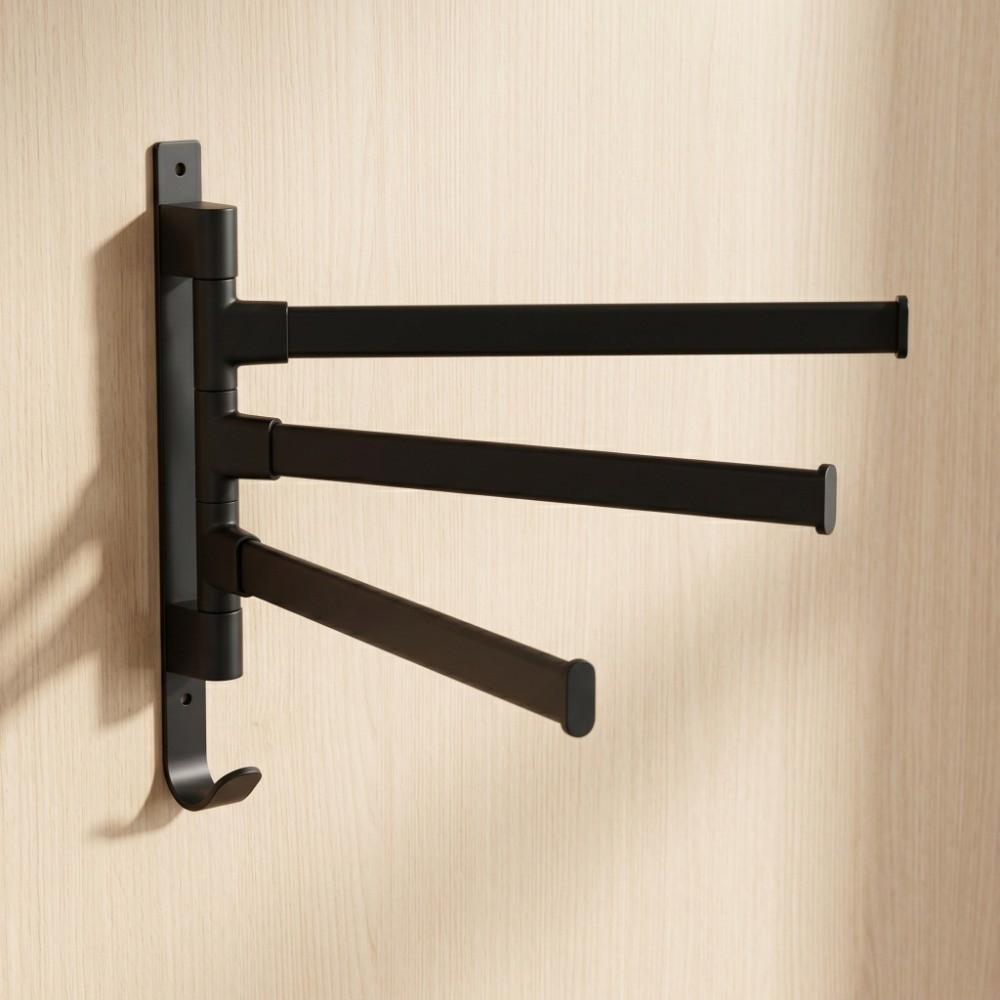 Aluminum Swivel Towel Rack Thicken Design Swing Arm Towel Rack Practical Towel Holder  Space Saving