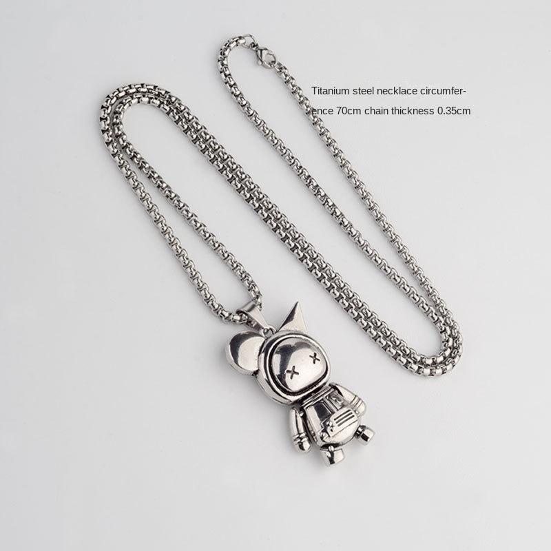 Titanstahl Niedliche Bewegliche Puppe Roboter Anhänger Halskette Für Männer Und Frauen Hip Hop Unisex Cool Jungen Pulloverkette Schmuck