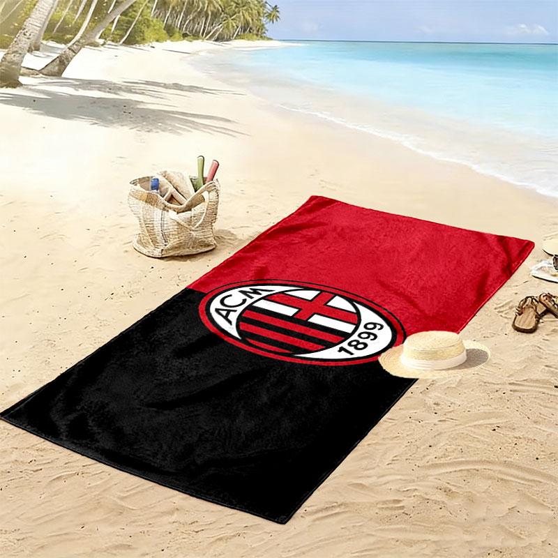Asciugamano da Spiaggia Stampa AC Milan, Asciugamano Grande Morbido Asciugatura Rapida per Spiaggia Campeggio Nuoto