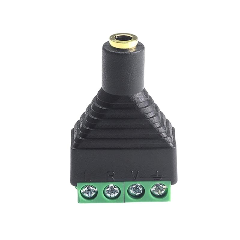 3.5mm Male/Female Terminal Block Connector 3.5mm 4 Pin Stereo Plug Headphone Bolt Screw Solderless Terminal Adapter