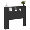 Storage Headboard with LED Black Wood Based Material